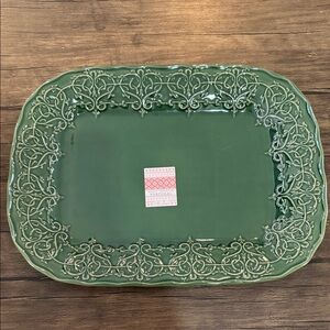 Made In Portugal Green Ceramic Serving Platter